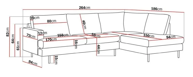 Menard Compact 4-seters Høyrevendt L-formet Sjeselongsofa i Manchester - Mørk grå - Møbler - Sofaer - Sofaer med sjeselong - 4 seters sofa med divan