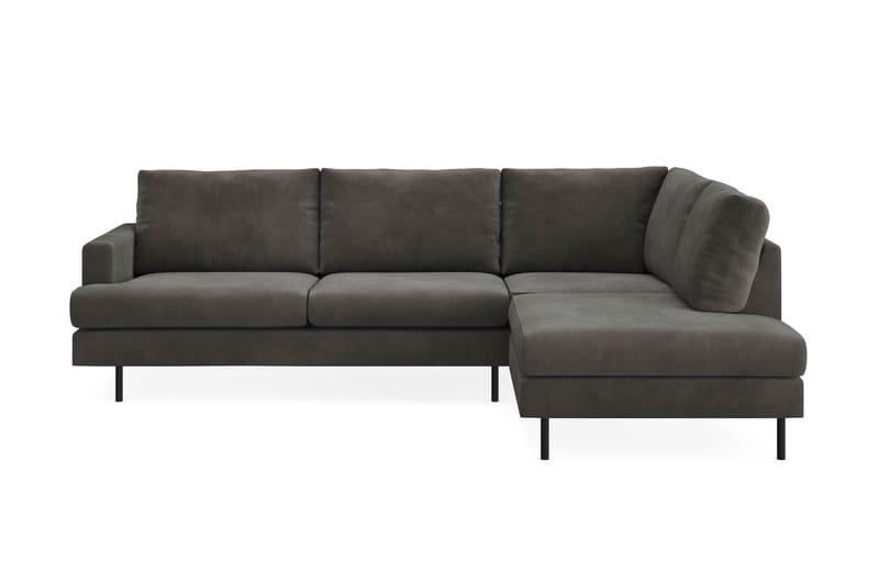 Menard Compact 4-seters Høyrevendt L-formet Sjeselongsofa i Manchester - Mørk grå - Møbler - Sofaer - Sofaer med sjeselong - 4 seters sofa med divan