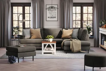 Menard Compact 4-seters Høyrevendt L-formet Sjeselongsofa i Manchester - Mørk grå - Møbler - Sofaer - Sofaer med sjeselong - 4 seters sofa med divan
