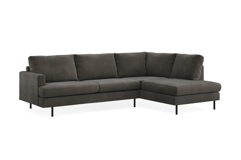 Menard Compact 4-seters Høyrevendt L-formet Sjeselongsofa i Manchester - Mørk grå - Møbler - Sofaer - Sofaer med sjeselong - 4 seters sofa med divan