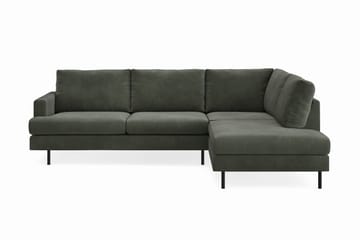 Menard Compact 4-seters Høyrevendt L-formet Sjeselongsofa i Manchester - Mørk grønn - Møbler - Sofaer - Sofaer med sjeselong - 4 seters sofa med divan