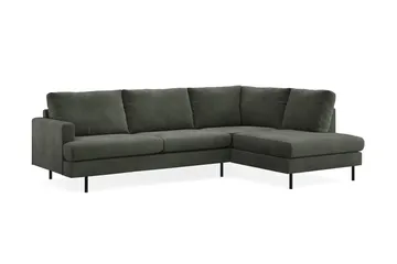 Menard Compact 4-seters Høyrevendt L-formet Sjeselongsofa i Manchester - Mørk grønn - Møbler - Sofaer - Sofaer med sjeselong - 4 seters sofa med divan