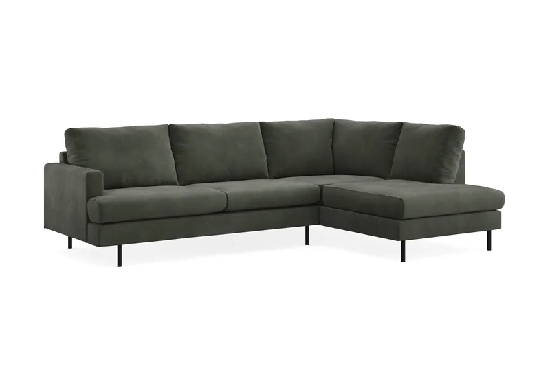 Menard Compact 4-seters Høyrevendt L-formet Sjeselongsofa i Manchester - Mørk grønn - Møbler - Sofaer - Sofaer med sjeselong - 4 seters sofa med divan