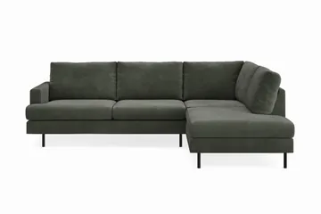 Menard Compact 4-seters Høyrevendt L-formet Sjeselongsofa i Manchester - Mørk grønn - Møbler - Sofaer - Sofaer med sjeselong - 4 seters sofa med divan
