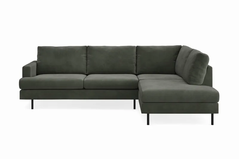 Menard Compact 4-seters Høyrevendt L-formet Sjeselongsofa i Manchester - Mørk grønn - Møbler - Sofaer - Sofaer med sjeselong - 4 seters sofa med divan