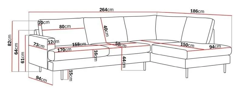 Menard Compact 4-seters Høyrevendt L-formet Sjeselongsofa i Manchester - Mørk grønn - Møbler - Sofaer - Sofaer med sjeselong - 4 seters sofa med divan