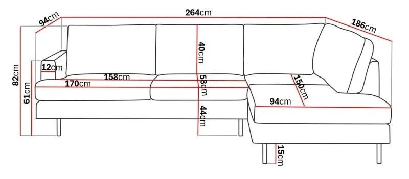 Menard Compact 4-seters Høyrevendt L-formet Sjeselongsofa i Manchester - Mørk grønn - Møbler - Sofaer - Sofaer med sjeselong - 4 seters sofa med divan