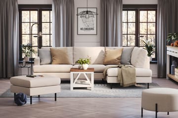 Menard Compact 4-seters Høyrevendt L-formet Sjeselongsofa i Stoff - Beige - Møbler - Sofaer - Sofaer med sjeselong - 4 seters sofa med divan