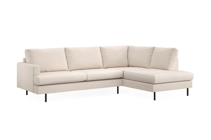 Menard Compact 4-seters Høyrevendt L-formet Sjeselongsofa i Stoff - Beige - Møbler - Sofaer - Sofaer med sjeselong - 4 seters sofa med divan