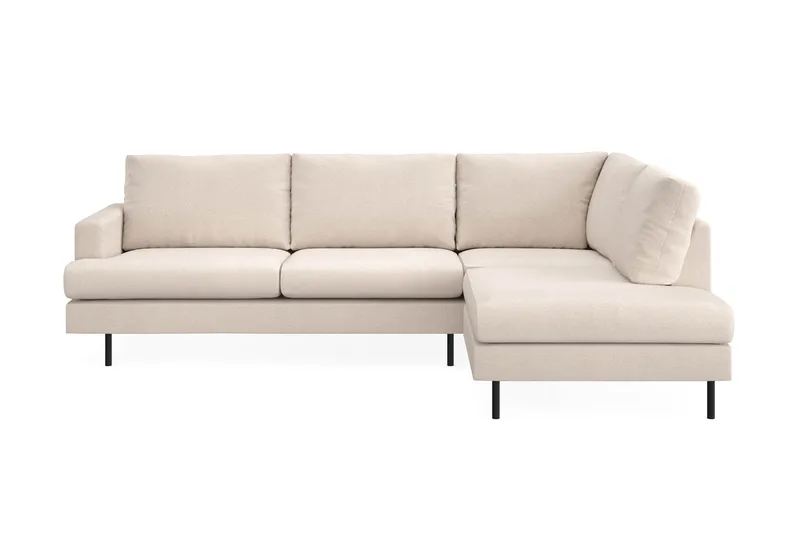 Menard Compact 4-seters Høyrevendt L-formet Sjeselongsofa i Stoff - Beige - Møbler - Sofaer - Sofaer med sjeselong - 4 seters sofa med divan