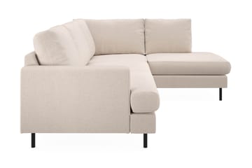 Menard Compact 4-seters Høyrevendt L-formet Sjeselongsofa i Stoff - Beige - Møbler - Sofaer - Sofaer med sjeselong - 4 seters sofa med divan