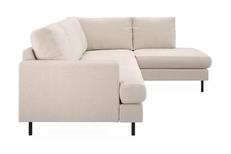 Menard Compact 4-seters Høyrevendt L-formet Sjeselongsofa i Stoff - Beige - Møbler - Sofaer - Sofaer med sjeselong - 4 seters sofa med divan