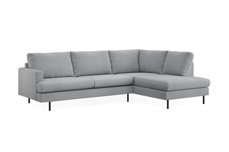 Menard Compact 4-seters Høyrevendt L-formet Sjeselongsofa i Stoff - Grå - Møbler - Sofaer - Sofaer med sjeselong - 4 seters sofa med divan