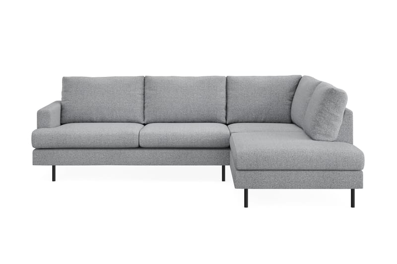 Menard Compact 4-seters Høyrevendt L-formet Sjeselongsofa i Stoff - Grå - Møbler - Sofaer - Sofaer med sjeselong - 4 seters sofa med divan