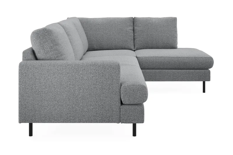 Menard Compact 4-seters Høyrevendt L-formet Sjeselongsofa i Stoff - Grå - Møbler - Sofaer - Sofaer med sjeselong - 4 seters sofa med divan