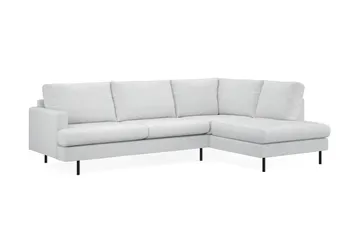 Menard Compact 4-seters Høyrevendt L-formet Sjeselongsofa i Stoff - Lys grå - Møbler - Sofaer - Sofaer med sjeselong - 4 seters sofa med divan
