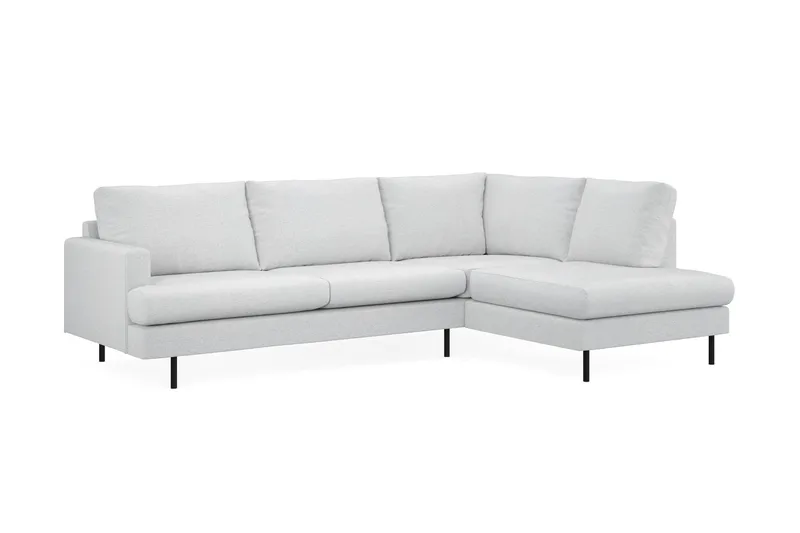 Menard Compact 4-seters Høyrevendt L-formet Sjeselongsofa i Stoff - Lys grå - Møbler - Sofaer - Sofaer med sjeselong - 4 seters sofa med divan