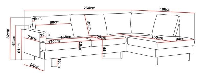 Menard Compact 4-seters Høyrevendt L-formet Sjeselongsofa i Stoff - Lys grå - Møbler - Sofaer - Sofaer med sjeselong - 4 seters sofa med divan