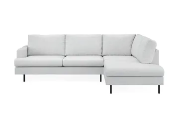 Menard Compact 4-seters Høyrevendt L-formet Sjeselongsofa i Stoff - Lys grå - Møbler - Sofaer - Sofaer med sjeselong - 4 seters sofa med divan