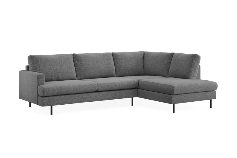 Menard Compact 4-seters Høyrevendt L-formet Sjeselongsofa i Stoff - Mørk grå - Møbler - Sofaer - Sofaer med sjeselong - 4 seters sofa med divan