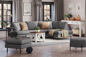 Menard Compact 4-seters Høyrevendt L-formet Sjeselongsofa i Stoff - Mørk grå - Møbler - Sofaer - Sofaer med sjeselong - 4 seters sofa med divan