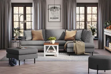 Menard Compact 4-seters Høyrevendt L-formet Sjeselongsofa i Stoff - Mørk grå - Møbler - Sofaer - Sofaer med sjeselong - 4 seters sofa med divan