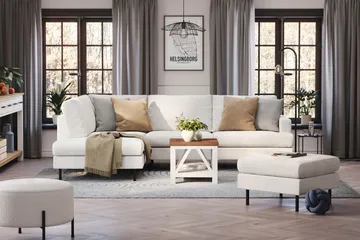 Menard Compact 4-seters Venstrevendt L-formet Sjeselongsofa i Bouclé - Hvit - Møbler - Sofaer - Sofaer med sjeselong - 4 seters sofa med divan