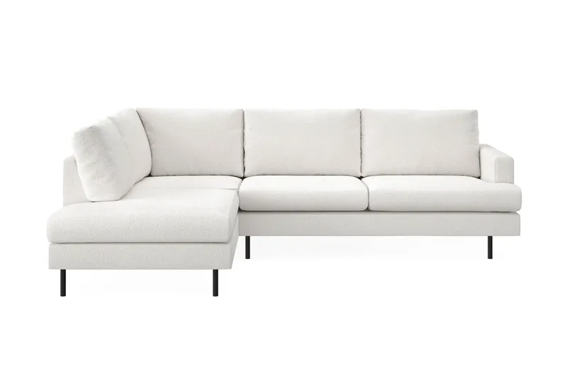 Menard Compact 4-seters Venstrevendt L-formet Sjeselongsofa i Bouclé, Hvit