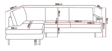 Menard Compact 4-seters Venstrevendt L-formet Sjeselongsofa i Bouclé - Hvit - Møbler - Sofaer - Sofaer med sjeselong - 4 seters sofa med divan
