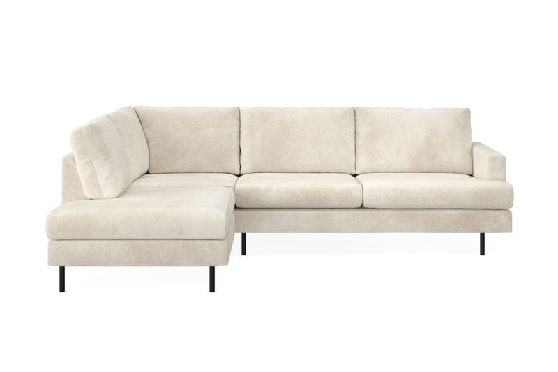 Menard Compact 4-seters Venstrevendt L-formet Sjeselongsofa i Fløyel - Kremhvit - Møbler - Sofaer - Sofaer med sjeselong - 4 seters sofa med divan