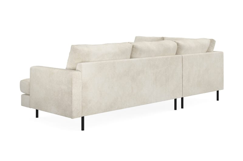 Menard Compact 4-seters Venstrevendt L-formet Sjeselongsofa i Fløyel - Kremhvit - Møbler - Sofaer - Sofaer med sjeselong - 4 seters sofa med divan