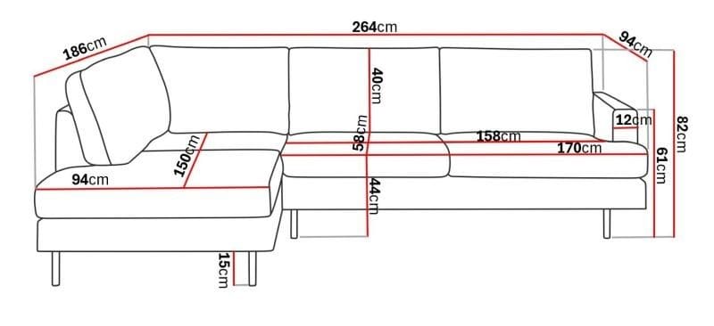 Menard Compact 4-seters Venstrevendt L-formet Sjeselongsofa i Fløyel - Kremhvit - Møbler - Sofaer - Sofaer med sjeselong - 4 seters sofa med divan
