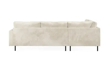 Menard Compact 4-seters Venstrevendt L-formet Sjeselongsofa i Fløyel - Kremhvit - Møbler - Sofaer - Sofaer med sjeselong - 4 seters sofa med divan