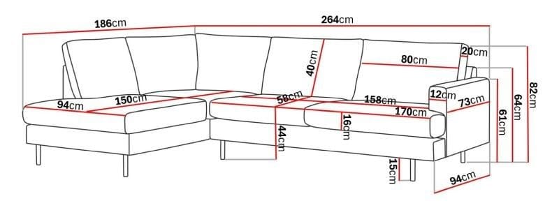 Menard Compact 4-seters Venstrevendt L-formet Sjeselongsofa i Fløyel - Kremhvit - Møbler - Sofaer - Sofaer med sjeselong - 4 seters sofa med divan