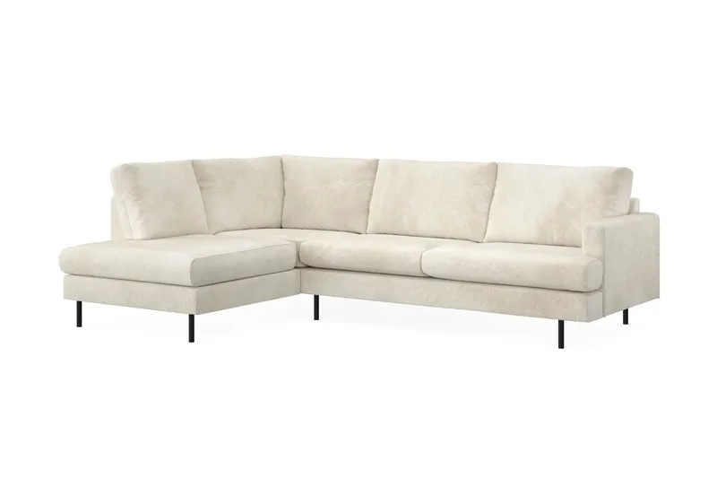 Menard Compact 4-seters Venstrevendt L-formet Sjeselongsofa i Fløyel - Kremhvit - Møbler - Sofaer - Sofaer med sjeselong - 4 seters sofa med divan