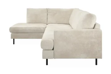 Menard Compact 4-seters Venstrevendt L-formet Sjeselongsofa i Fløyel - Kremhvit - Møbler - Sofaer - Sofaer med sjeselong - 4 seters sofa med divan