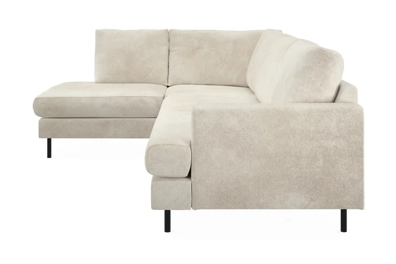 Menard Compact 4-seters Venstrevendt L-formet Sjeselongsofa i Fløyel - Kremhvit - Møbler - Sofaer - Sofaer med sjeselong - 4 seters sofa med divan