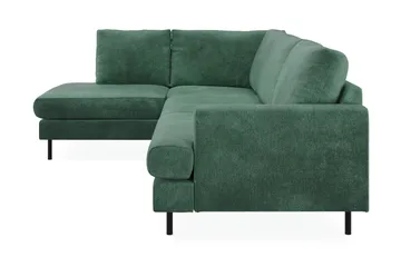 Menard Compact 4-seters Venstrevendt L-formet Sjeselongsofa i Fløyel - Mørk grønn - Møbler - Sofaer - Sofaer med sjeselong - 4 seters sofa med divan