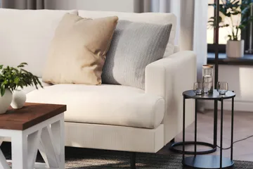 Menard Compact 4-seters Venstrevendt L-formet Sjeselongsofa i Manchester - Beige - Møbler - Sofaer - Sofaer med sjeselong - 4 seters sofa med divan