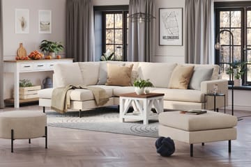 Menard Compact 4-seters Venstrevendt L-formet Sjeselongsofa i Manchester - Beige - Møbler - Sofaer - Sofaer med sjeselong - 4 seters sofa med divan