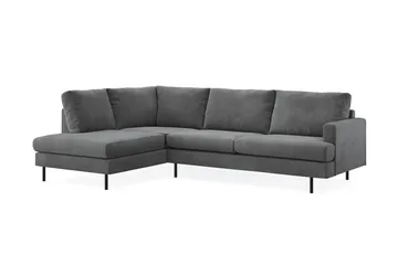 Menard Compact 4-seters Venstrevendt L-formet Sjeselongsofa i Manchester - Grå - Møbler - Sofaer - Sofaer med sjeselong - 4 seters sofa med divan