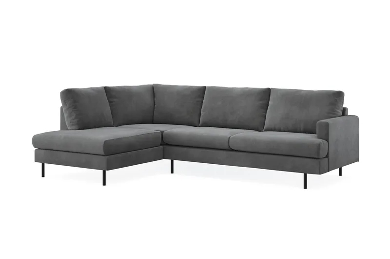 Menard Compact 4-seters Venstrevendt L-formet Sjeselongsofa i Manchester - Grå - Møbler - Sofaer - Sofaer med sjeselong - 4 seters sofa med divan