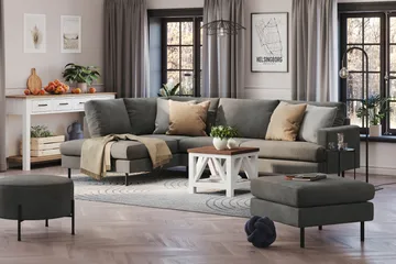 Menard Compact 4-seters Venstrevendt L-formet Sjeselongsofa i Manchester - Grå - Møbler - Sofaer - Sofaer med sjeselong - 4 seters sofa med divan