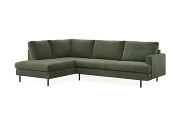 Menard Compact 4-seters Venstrevendt L-formet Sjeselongsofa i Manchester - Grønn - Møbler - Sofaer - Sofaer med sjeselong - 4 seters sofa med divan