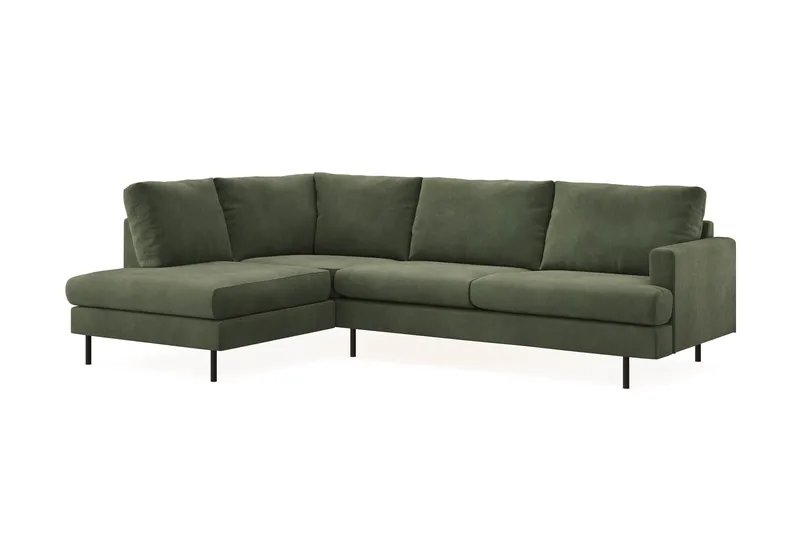 Menard Compact 4-seters Venstrevendt L-formet Sjeselongsofa i Manchester - Grønn - Møbler - Sofaer - Sofaer med sjeselong - 4 seters sofa med divan