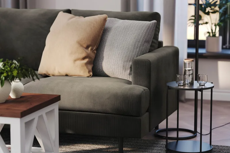 Menard Compact 4-seters Venstrevendt L-formet Sjeselongsofa i Manchester - Mørk grå - Møbler - Sofaer - Sofaer med sjeselong - 4 seters sofa med divan