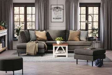 Menard Compact 4-seters Venstrevendt L-formet Sjeselongsofa i Manchester - Mørk grå - Møbler - Sofaer - Sofaer med sjeselong - 4 seters sofa med divan