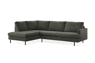 Menard Compact 4-seters Venstrevendt L-formet Sjeselongsofa i Manchester - Mørk grønn - Møbler - Sofaer - Sofaer med sjeselong - 4 seters sofa med divan