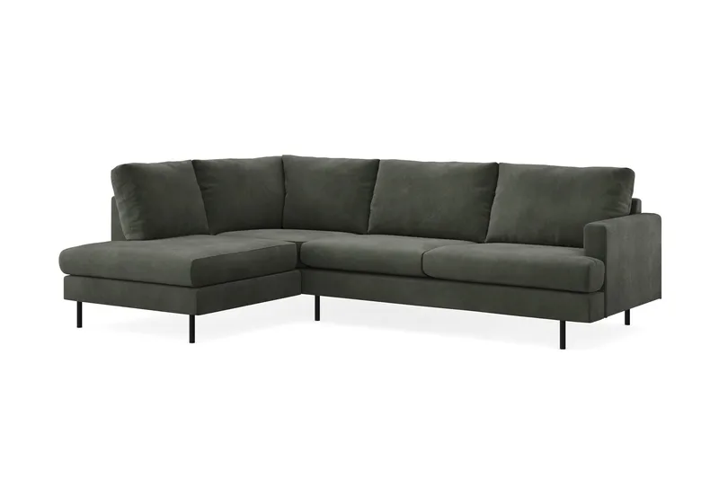 Menard Compact 4-seters Venstrevendt L-formet Sjeselongsofa i Manchester - Mørk grønn - Møbler - Sofaer - Sofaer med sjeselong - 4 seters sofa med divan