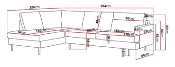 Menard Compact 4-seters Venstrevendt L-formet Sjeselongsofa i Manchester - Mørk grønn - Møbler - Sofaer - Sofaer med sjeselong - 4 seters sofa med divan